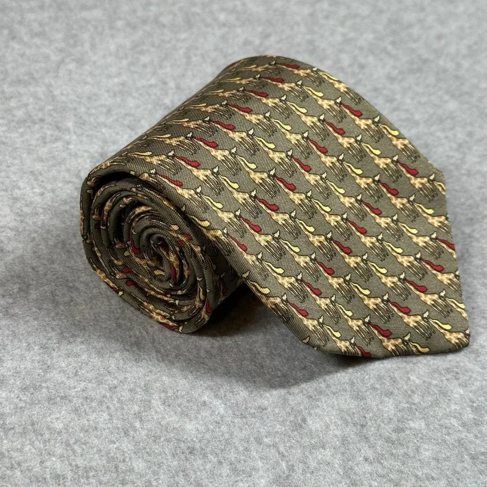 Vintage Brooks Brothers Makers Silk Giraffe Novelty Tie USA Safari 90s 57x3.6in